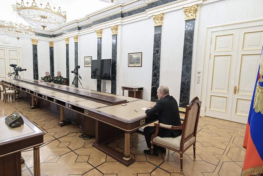 Putin at end of table